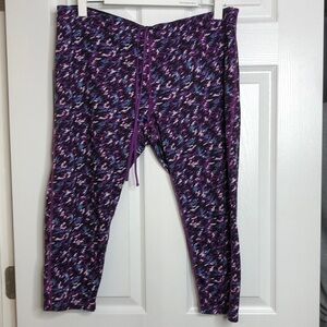 Nike Dri Fit Purple Blue Capris Work Out Athletic‎ 1X Zipper Pocket Plus Size